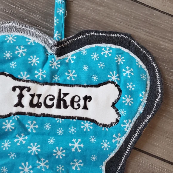 Custom handmade "Tucker" Christmas stocking for dog - Picture 5 of 12